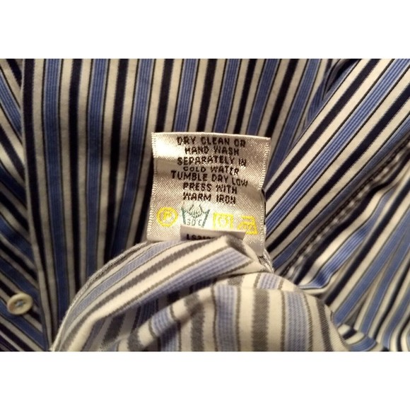 BUGATCHI UOMO‎ Striped Button Down XXL Dress Shirt Flip Cuff Blue Long Sleeve - Picture 11 of 14